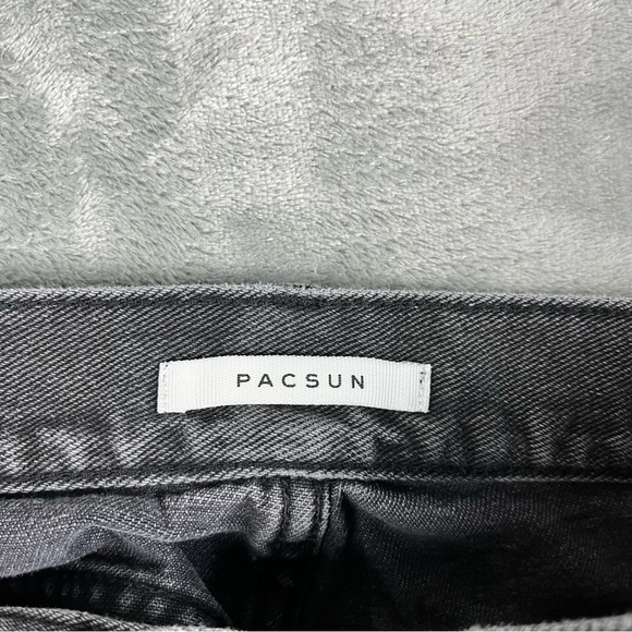 PacSun High Rise Straight Leg Jeans 25 Faded Black Gray Distressed 90s Grunge - Picture 8 of 15